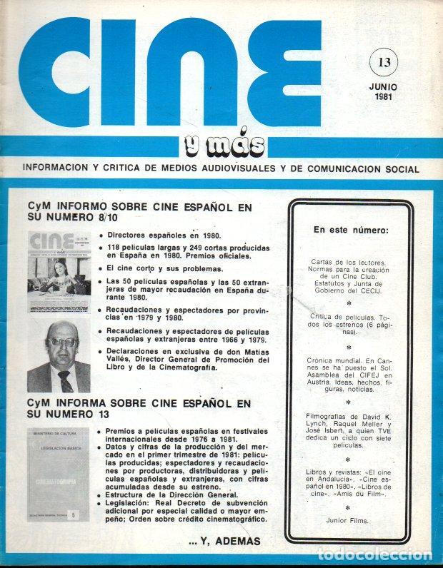 Gebrauchte B&uuml;cher: CINE Y MAS. N.13. JUNIO 1981. - REVISTA.