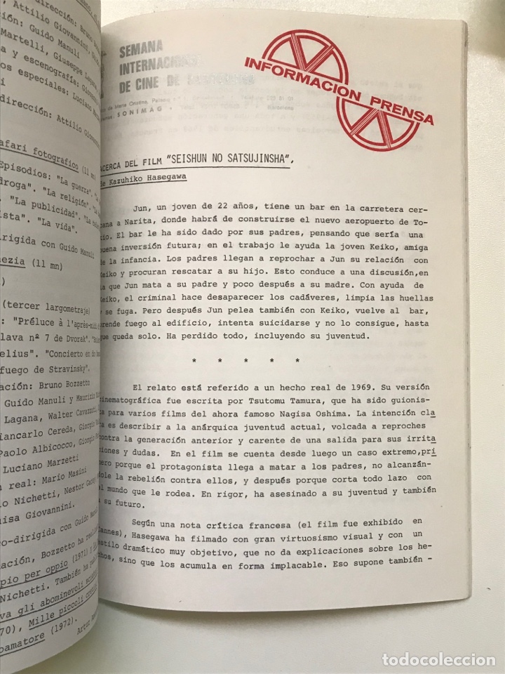 Libros de segunda mano: 19 semana internacional de cine de Barcelona 1977 Ref I - Foto 5