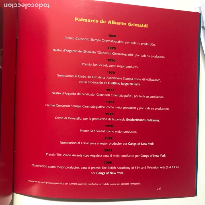 Libros de segunda mano: Alberto Grimaldi.El arte de producir con &eacute;xito Ref I - Foto 8