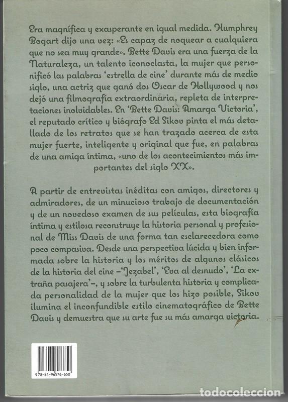 Libros de segunda mano: BETTE DAVIS AMARGA VICTORIA ED SIKOV - Foto 2