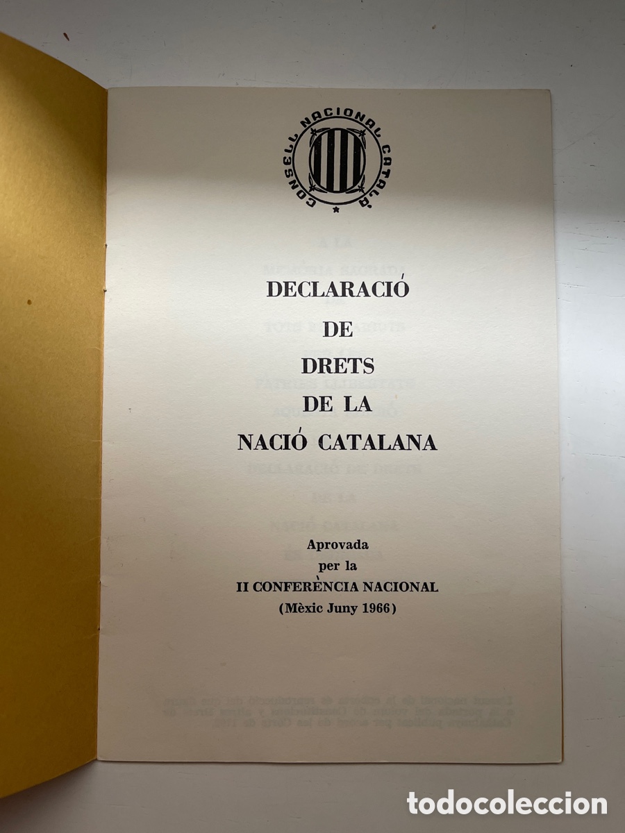Libros de segunda mano: op&uacute;sculo Declaraci&oacute; de drets de la naci&oacute; catalana - Foto 2