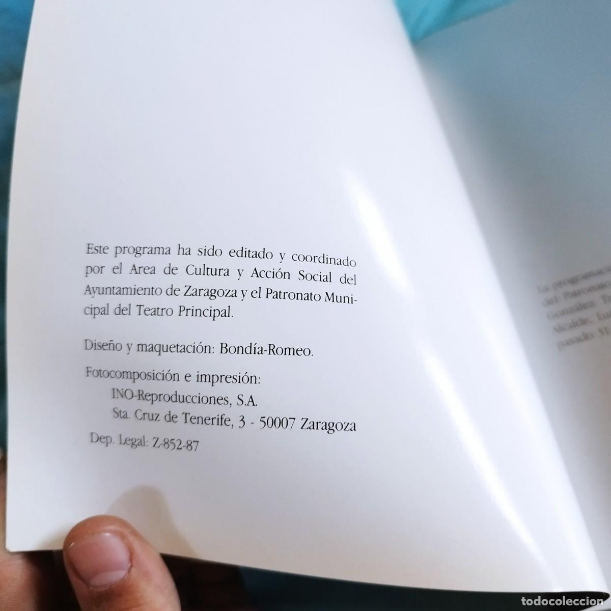Libros de segunda mano: TEATRO PRINCIPAL ZARAGOZA / PROGRAMACION 1987 / CONS605 - Foto 3