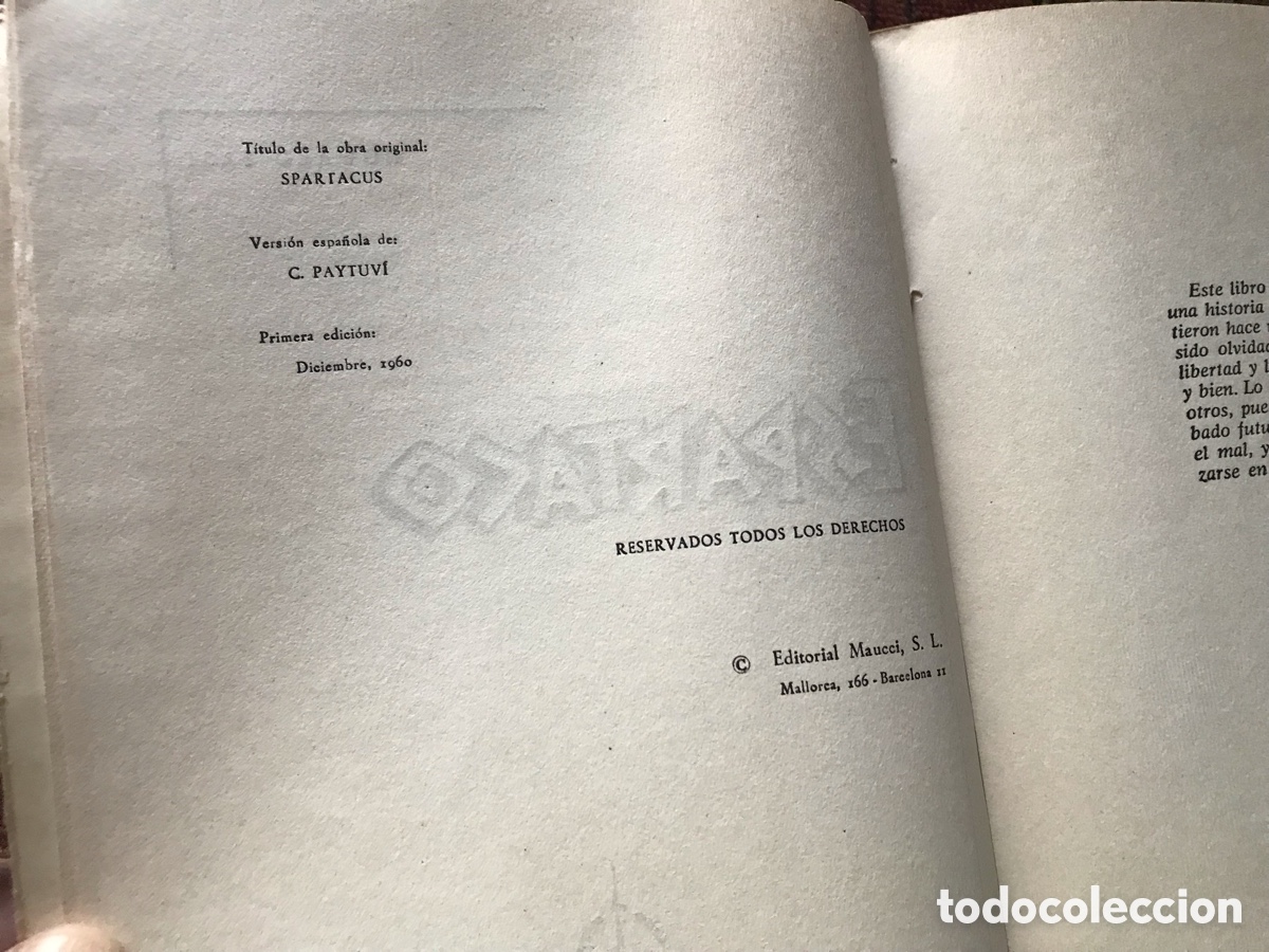 Libros de segunda mano: Espartaco. Howard Fast. 1&ordf; edici&oacute;n 1960 - Foto 4