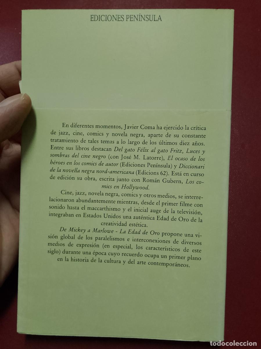 Libros de segunda mano: Javier Coma: De Mickey a Marlowe. La Edad de Oro (Ediciones Pen&iacute;nsula. 1987) - Foto 2