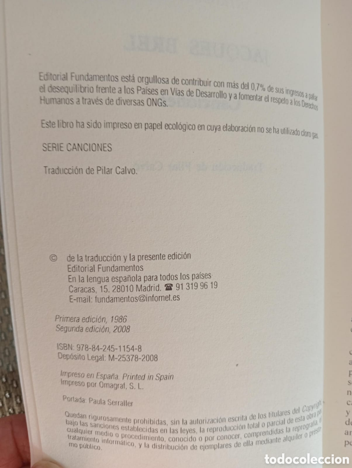 Libros de segunda mano: CANCIONES / JAQUES BREL. ED. ESPIRAL - Foto 3