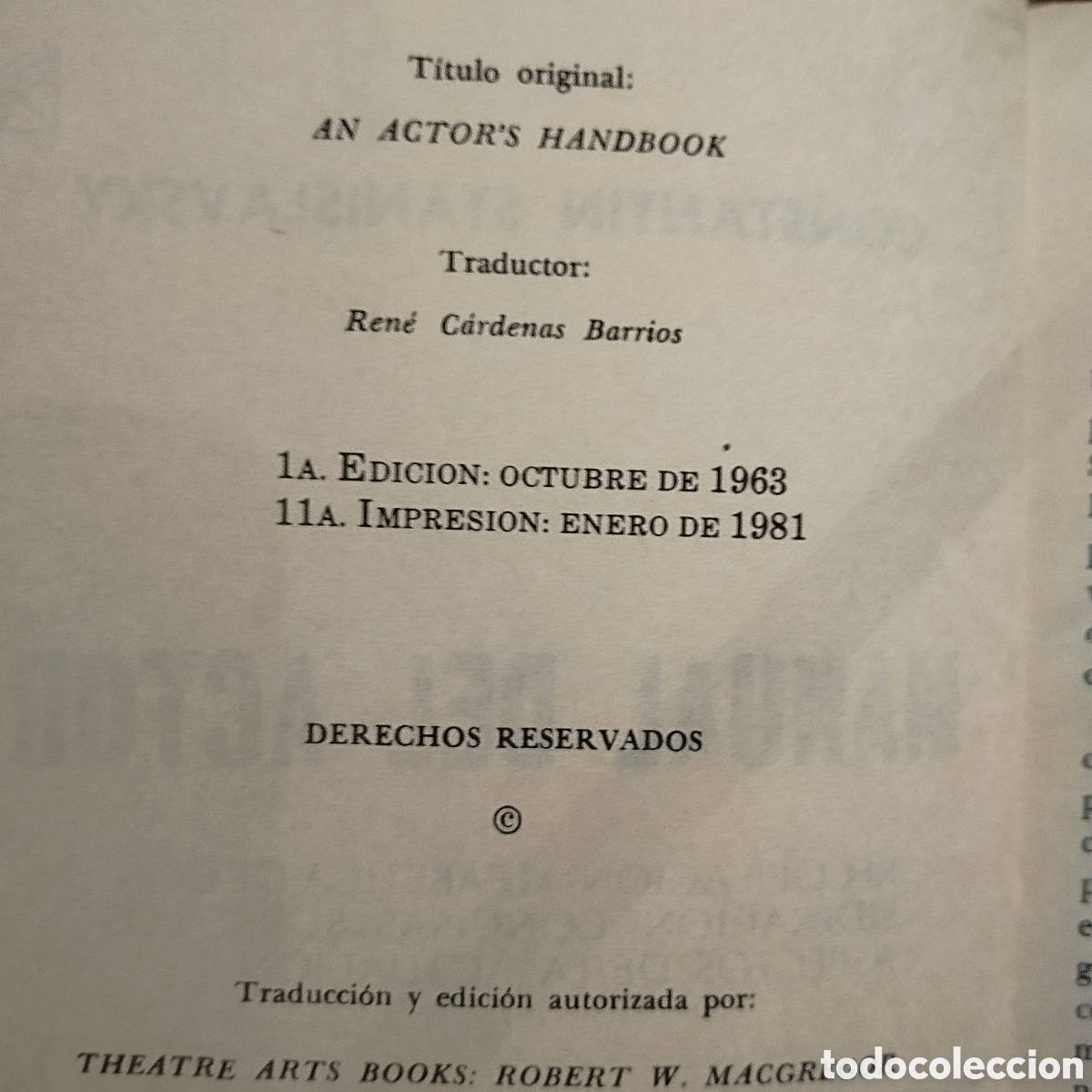 Libros de segunda mano: MANUAL del ACTOR. Constantin Stanislavski. Editorial Diana .1981 - Foto 8