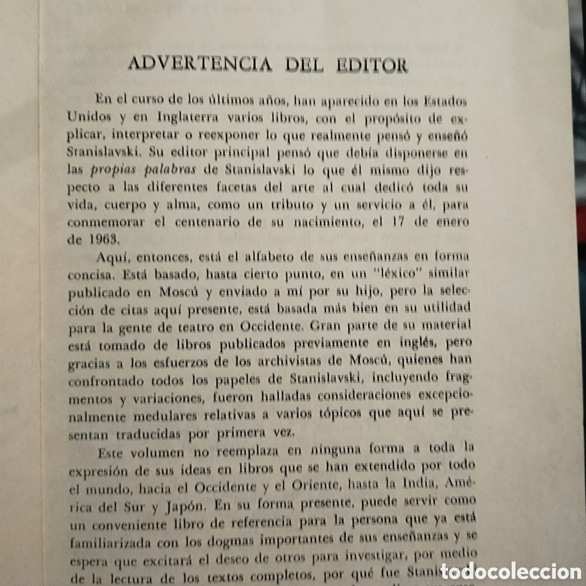 Libros de segunda mano: MANUAL del ACTOR. Constantin Stanislavski. Editorial Diana .1981 - Foto 10