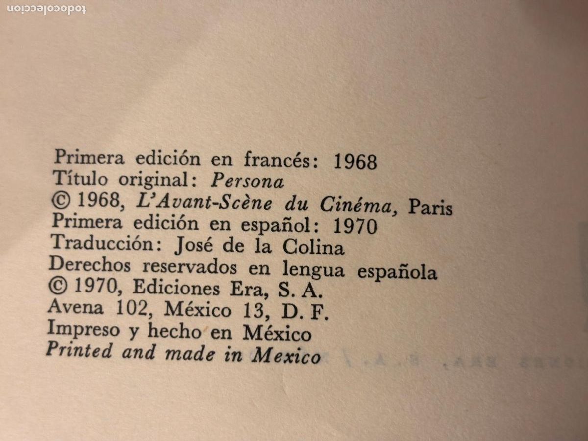 Libros de segunda mano: Persona. Ingmar Bergman. 1&ordf; Edici&oacute;n - Foto 3