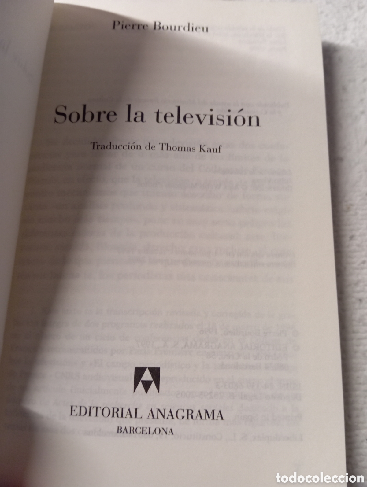Libros de segunda mano: Libro Sobre la televisi&oacute;n &ndash; Pierre Bourdieu Compactos Anagrama de bolsillo NUEVO - Foto 3