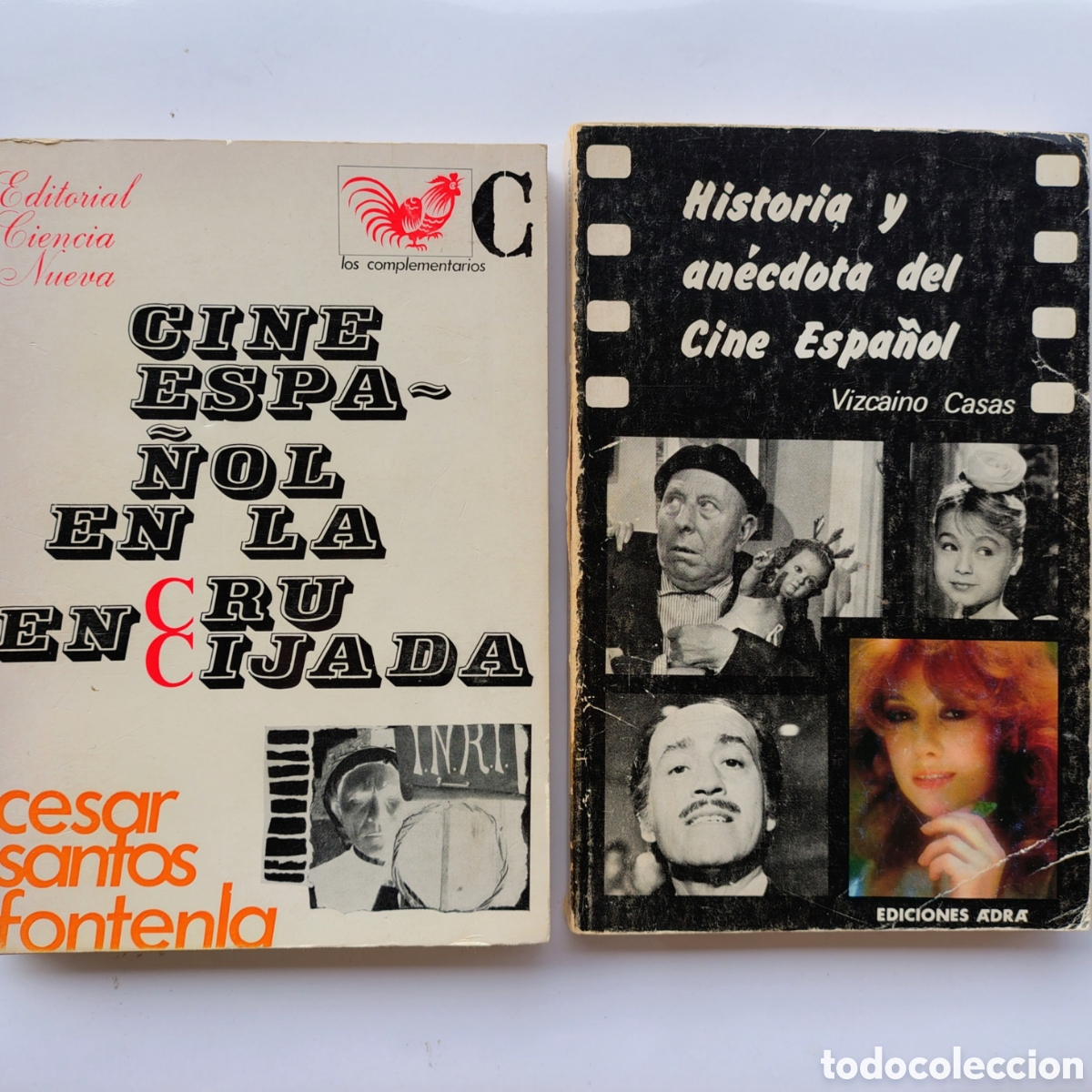 Libros de segunda mano: Lote 2 libros de cine espa&ntilde;ol | Santos Fontenla + Vizca&iacute;no Casas | 1966 y 1976