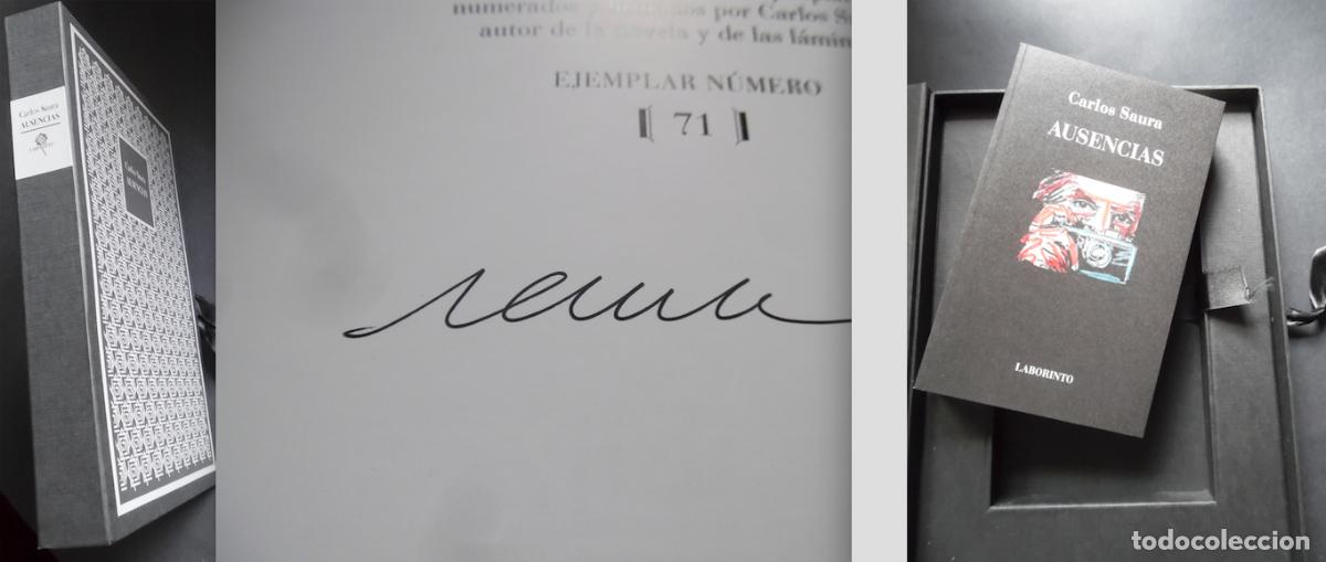 Libros de segunda mano: Saura firmado a mano: Excepcional estuche con su novela Ausencias, firmada y numerada 71/200