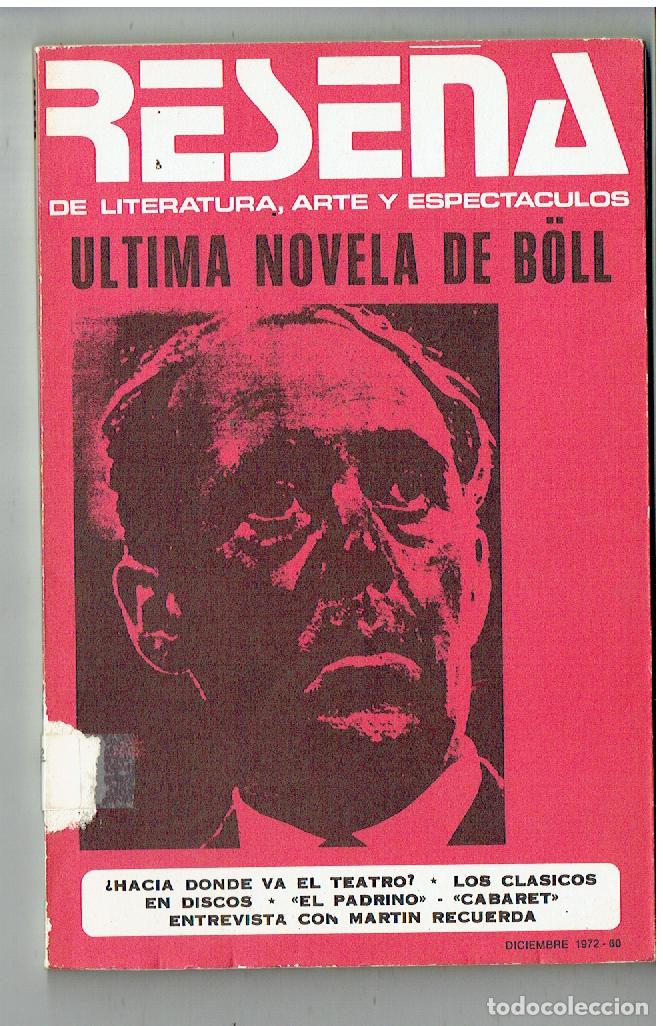 Libros de segunda mano: RESE&Ntilde;A DE LITERATURA, ARTE Y ESPECTACULO. N&ordm; 60. &Uacute;LTIMA NOVELA DE B&Ouml;LL. DCBRE. 1972.(P/C8)