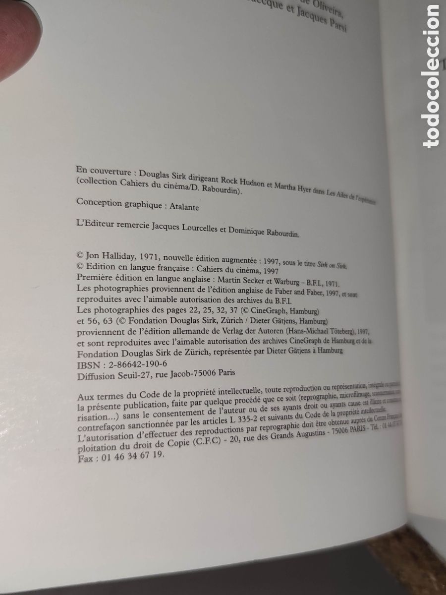 Libros de segunda mano: Libro - Conversations avec Douglas Sirk - John Halliday - Collection Atelier - Importacion - Foto 7