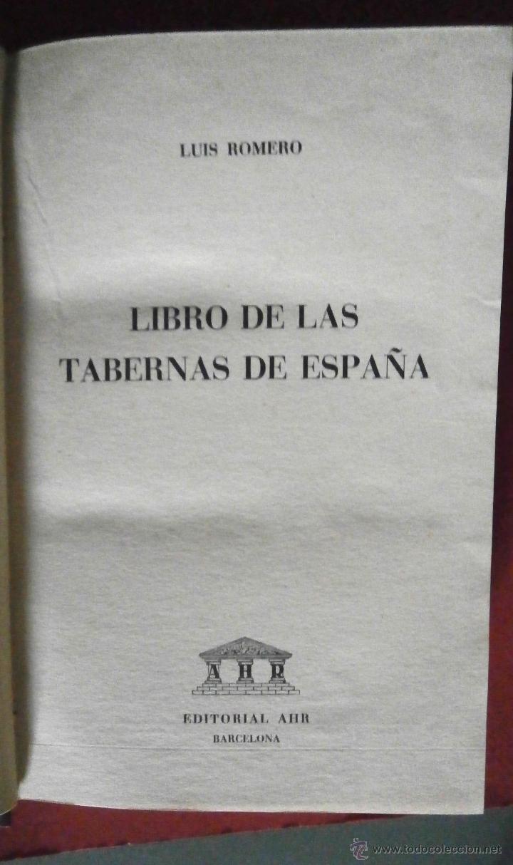 Libros de segunda mano: Libro de las Tabernas de Espa&ntilde;a. Luis Romero - Foto 1