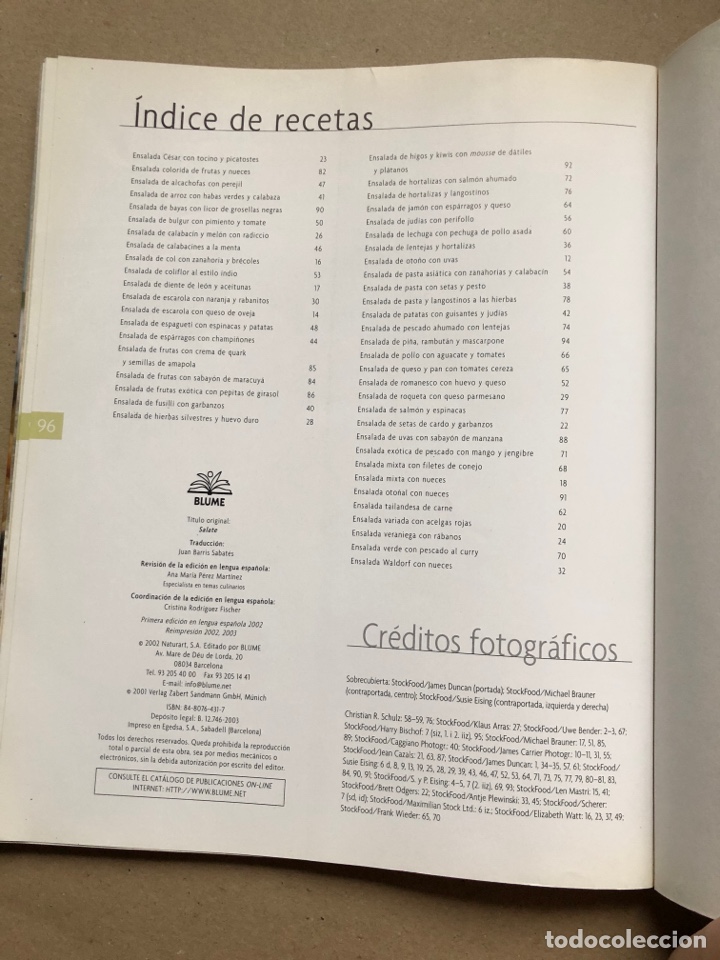 Libros de segunda mano: ENSALADAS. EDITORIAL BLUME 2003. - Foto 5