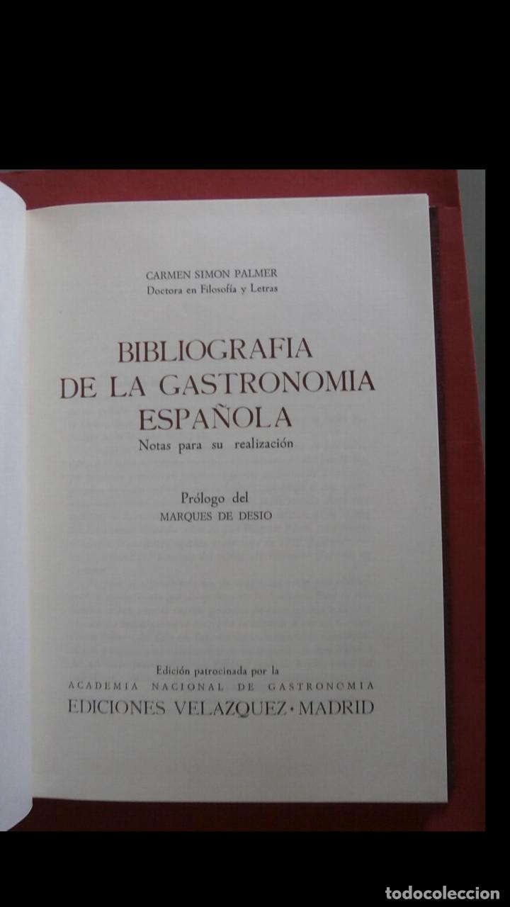 Gebrauchte B&uuml;cher: Bibliografia de la gastronomia espa&ntilde;ola. Notas para su realizacion. Carmen Simon Palmer