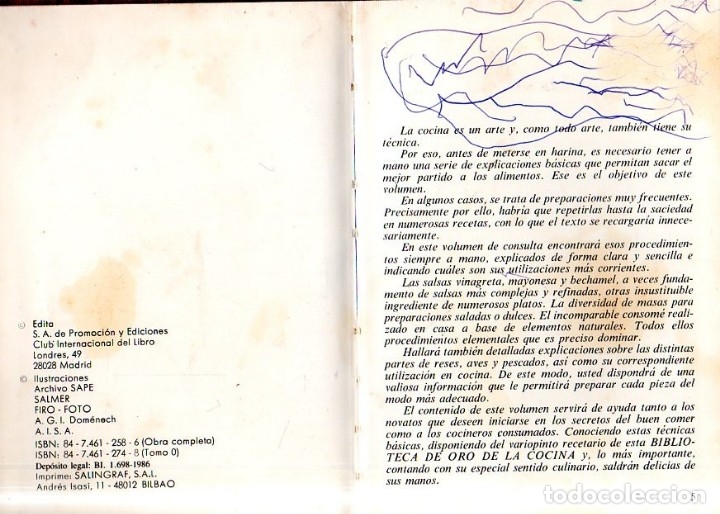 Libros de segunda mano: TECNICAS BASICAS. BIBLIOTECA DE ORO DE LA COCINA. 1986. - Foto 3