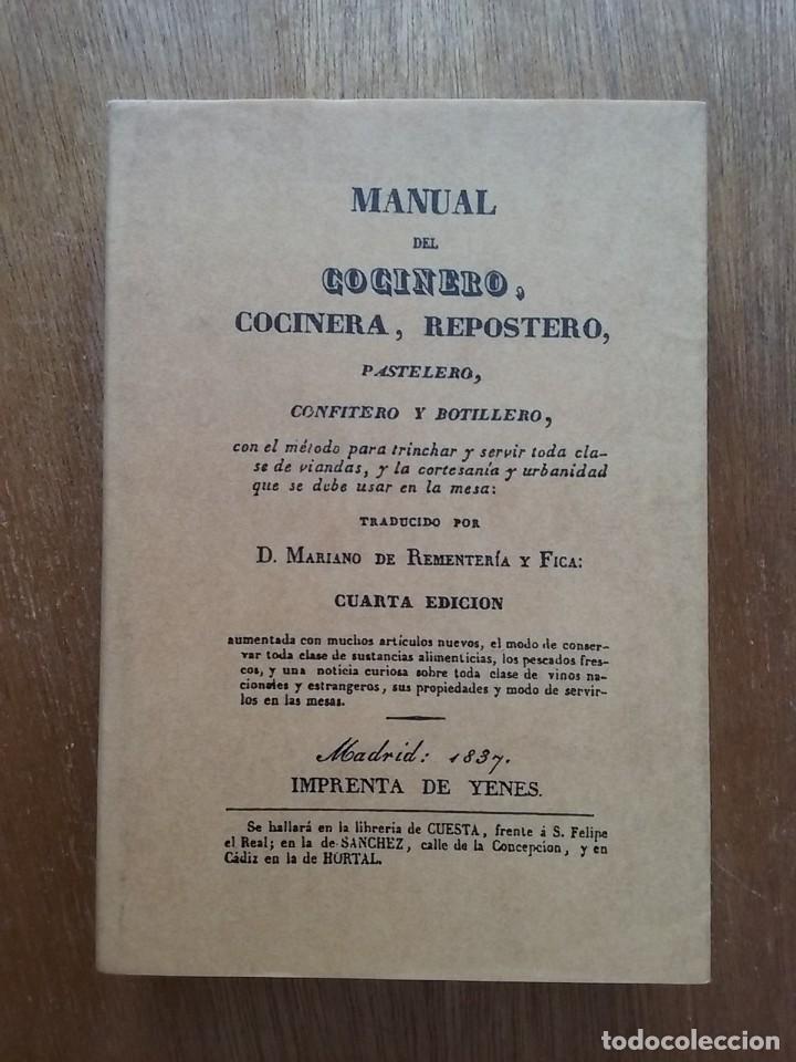Libros de segunda mano: MANUAL DEL COCINERO COCINERA REPOSTERO PASTELERO CONFITERO Y BOTILLERO, MARIANO DE REMENTERIA, 1837