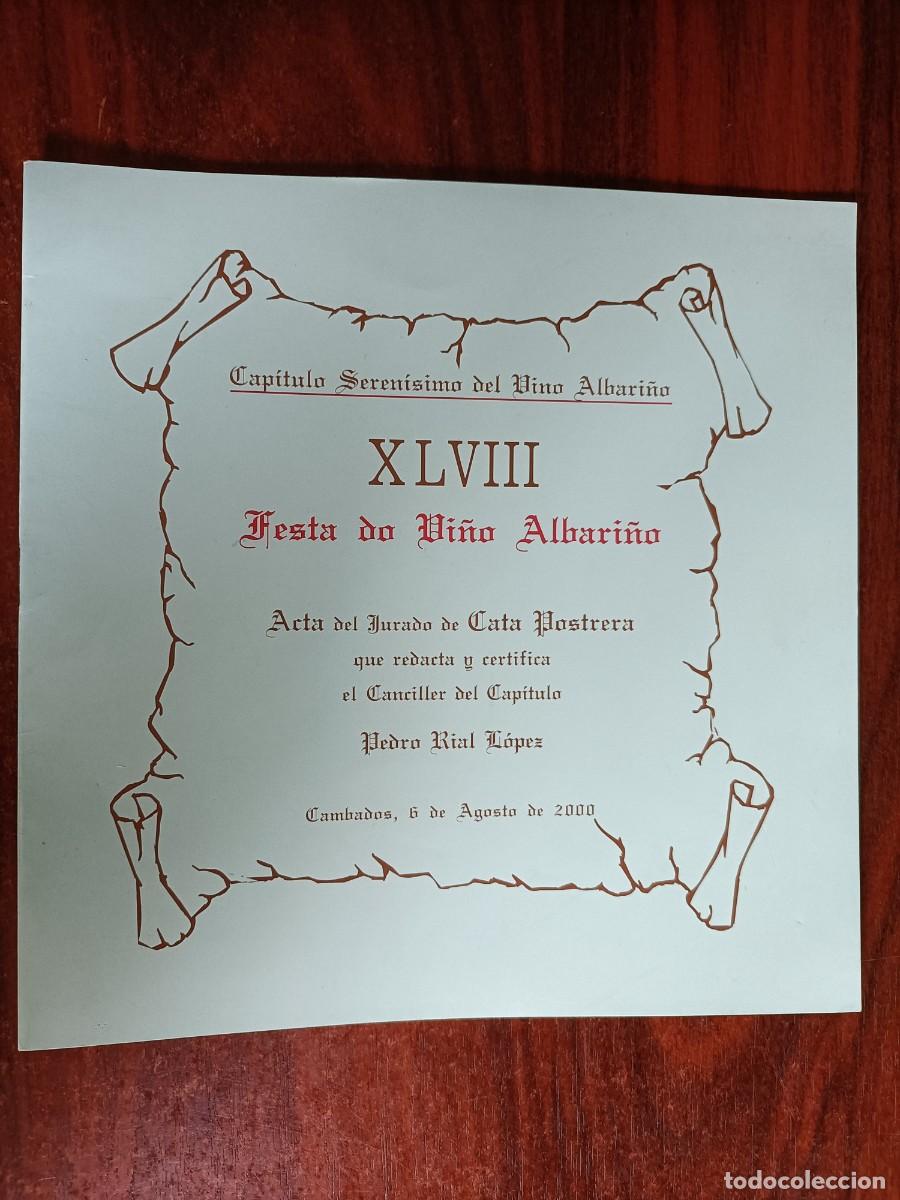 Libri di seconda mano: ACTA DEL JURADO CATA POSTRERA XLVIII FESTA DO VI&Ntilde;O ALBARI&Ntilde;O. CAMBADOS, 2000