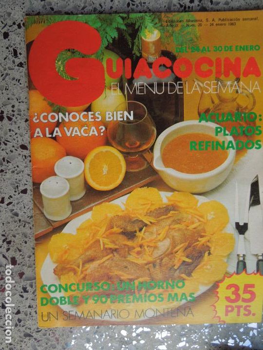 Libros de segunda mano: GU&Iacute;ACOCINA EL MEN&Uacute; DE LA SEMANA - REVISTA - N&ordm; 20 - EDICIONES MONTENA ENERO 1983.