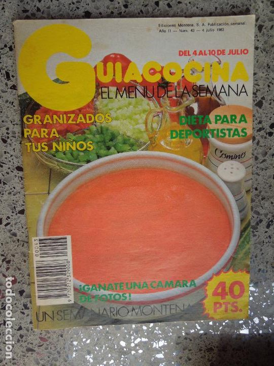 Libros de segunda mano: GU&Iacute;ACOCINA EL MEN&Uacute; DE LA SEMANA - REVISTA - N&ordm; 43 - EDICIONES MONTENA JULIO 1983.