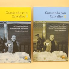 Libros de segunda mano: COMIENDO CON CARVALHO 2 LIBROS RECETAS DE COCINA VAZQUEZ MONTALBAN