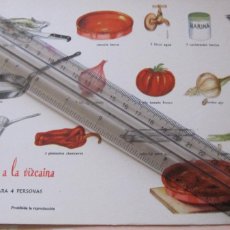 Libros de segunda mano: ANTIGUAS FICHAS DE COCINA GRAFIA WALY: BACALAO LA VIZCAINA.COLECCION P FICHA Nº 1000. 23,4X16,2 CMS