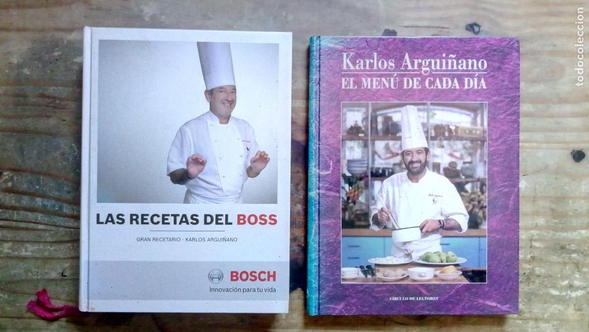 Libros de segunda mano: Lote de 2 libro Karlos Argui&ntilde;ano. El men&uacute; de casa d&iacute;a. Las recetas del Boss. Bosch, C&iacute;rculo Lectores