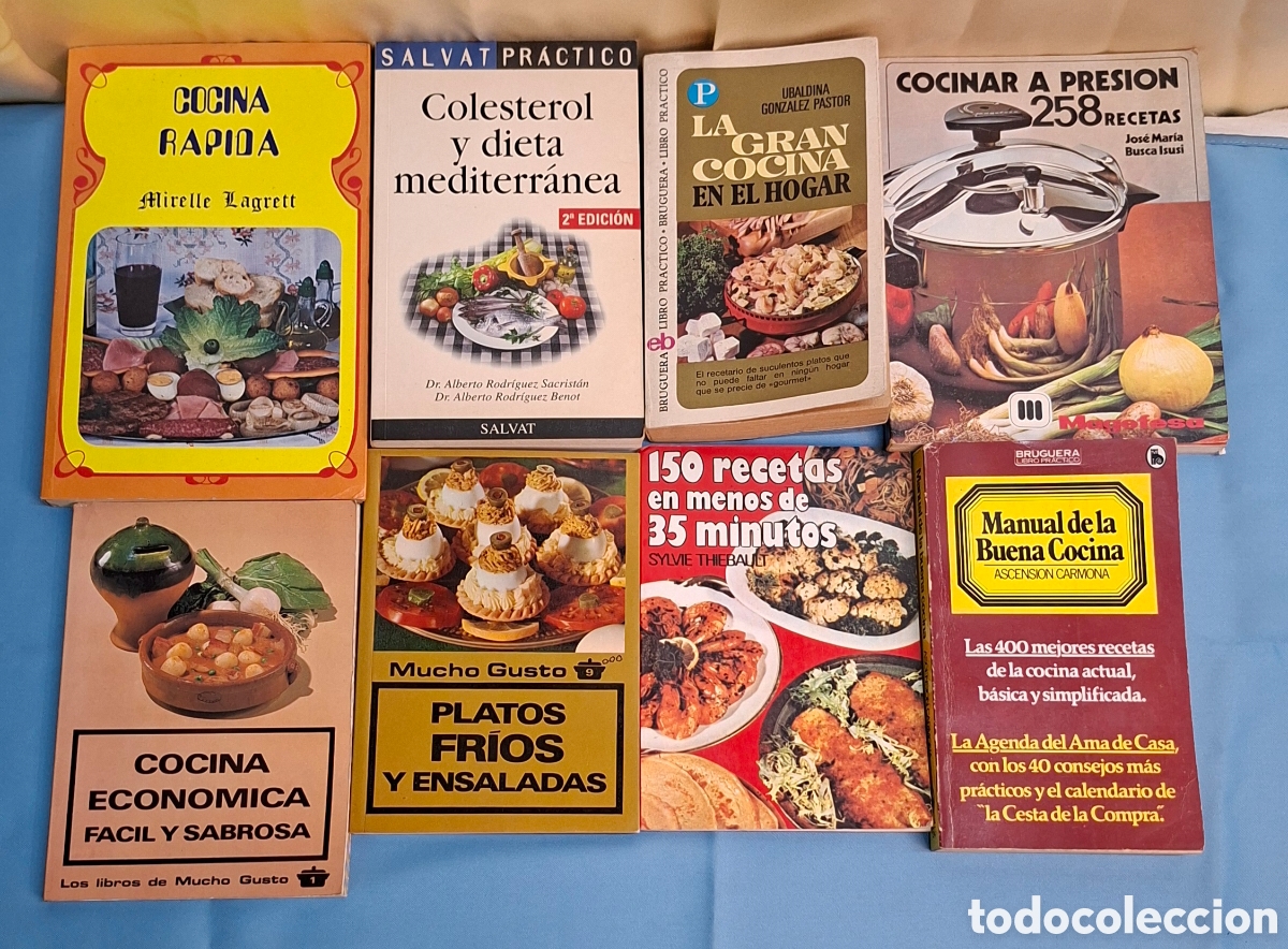 Libros de segunda mano: Lote de 8 libros de cocina vintage &ndash; Recetas, econom&iacute;a dom&eacute;stica y dieta mediterr&aacute;nea