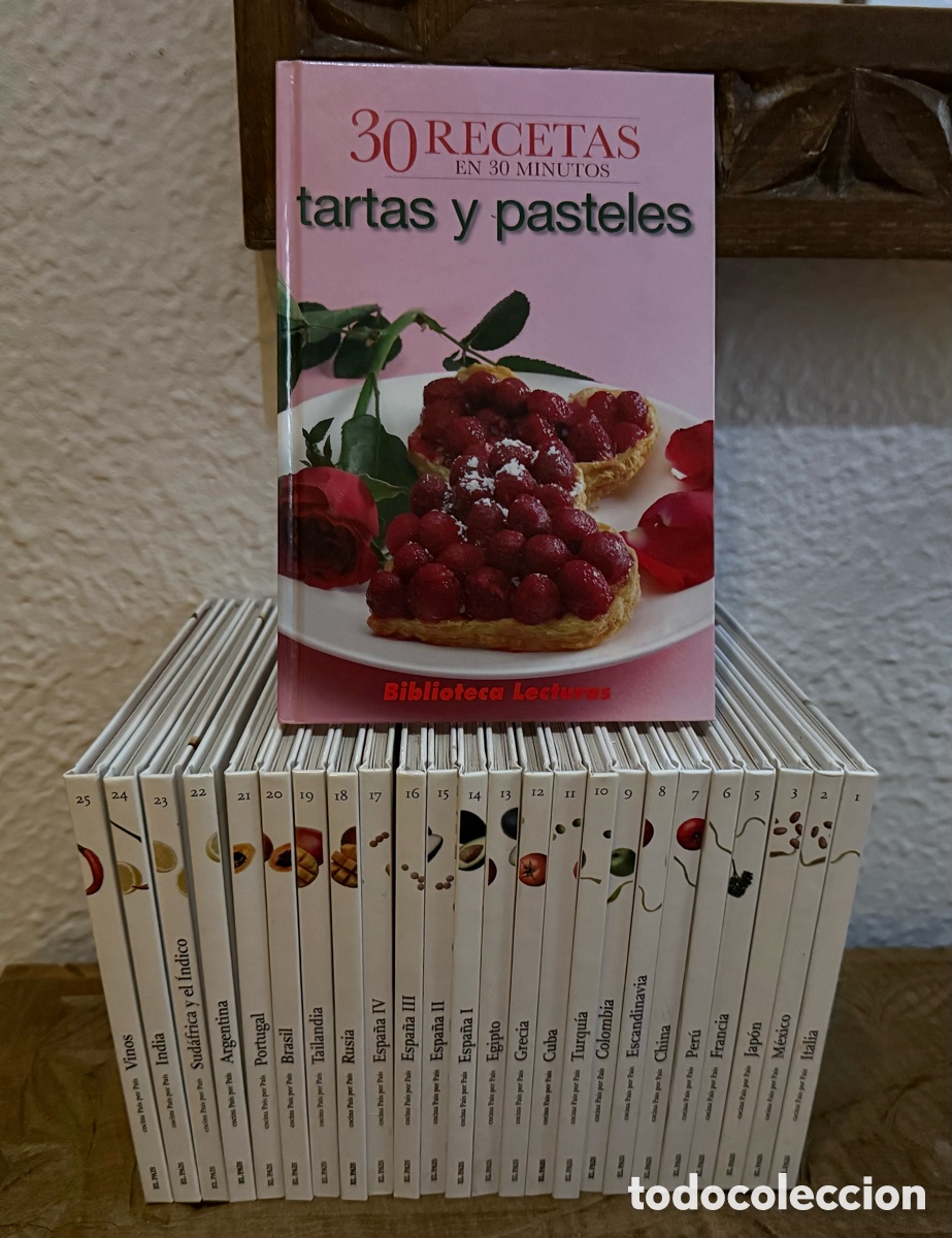 Libros de segunda mano: Lote 24 libros Cocina Pa&iacute;s por Pa&iacute;s (El Pa&iacute;s) + Tartas y Pasteles Lecturas