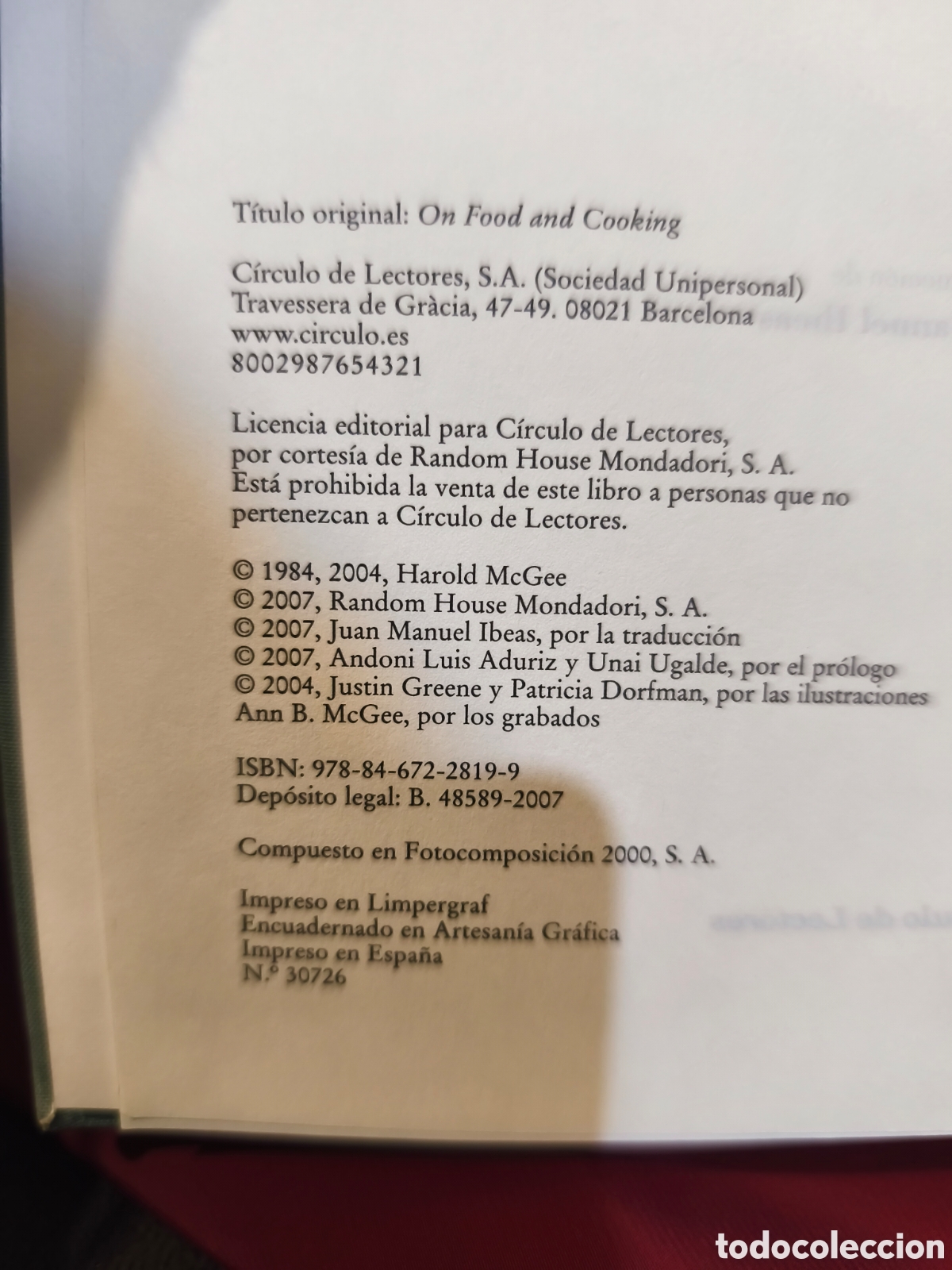 Libros de segunda mano: HAROLD McGEE &ndash; LA COCINA Y LOS ALIMENTOS &ndash; C&Iacute;RCULO 2007 - Foto 5