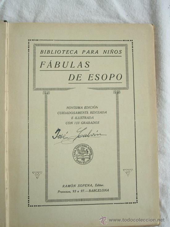 Libros de segunda mano: FABULAS DE ESOPO DE 1925 - Foto 2