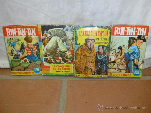 Libros de segunda mano: Lote de 4 libros cuento infantil y comic antiguos, Rin tin tin y mas.
