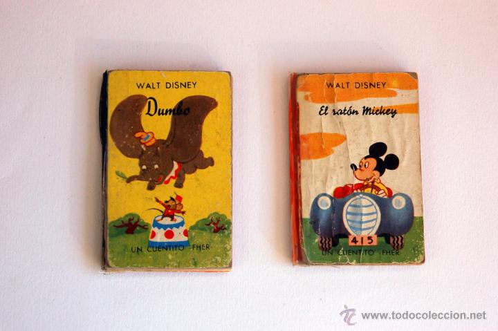 Libros de segunda mano: 2 mini cuentos Fher de Walt Disney: Dumbo y el rat&oacute;n Mickey Mouse.