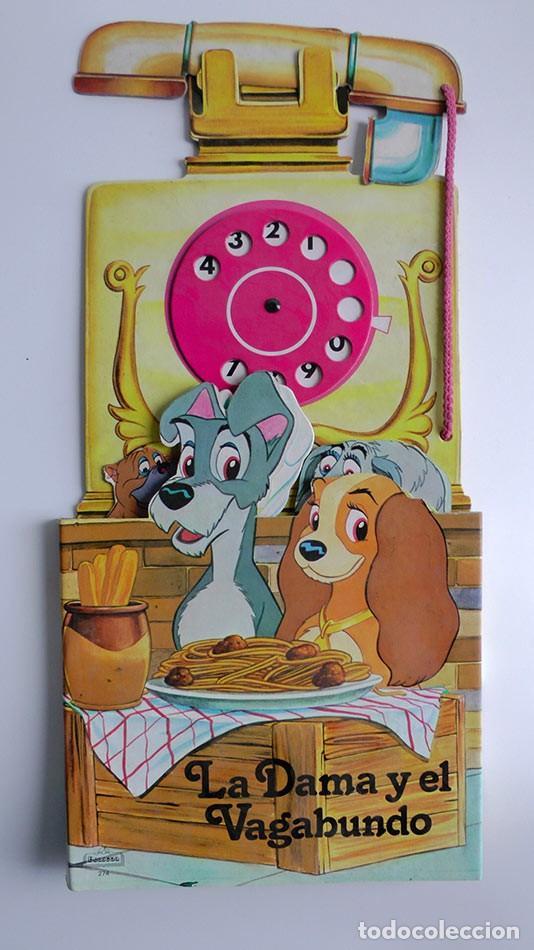 Libros de segunda mano: Cuento desplegable carton troquelado con telefono la Dama y el Vagabundo Beascoa 1984 Disney raro