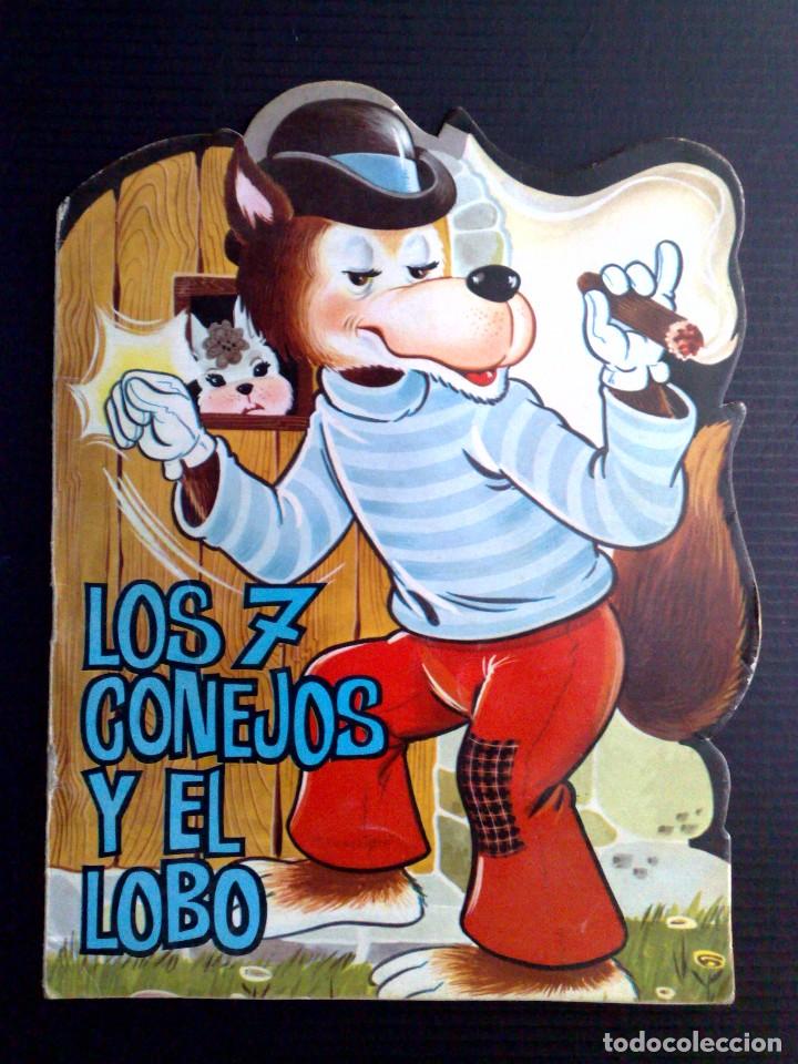 Libros de segunda mano: CUENTO INFANTIL ANTIGUO,TROQUELADO-LOS 7 CONEJOS Y EL LOBO-PROD.EDITORIALES.