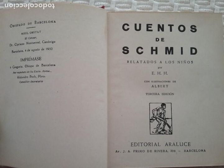 Libros de segunda mano: Cuentos de Schmid. Araluce 1953. CONSULTE DESCUENTO EN LA COMPRA DE LOTES AGRUPABLES - Foto 2