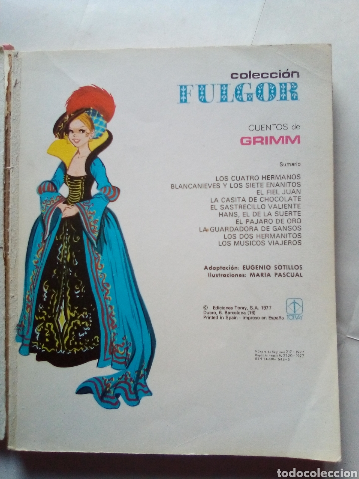 Libros de segunda mano: Cuentos de Grimm colecci&oacute;n fulgor ediciones Toray 1977 - Foto 3