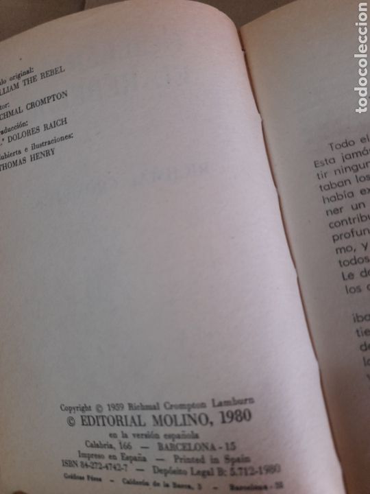 Libros de segunda mano: Guillermo el Rebelde, Editorial Molino de 1980 - Foto 2