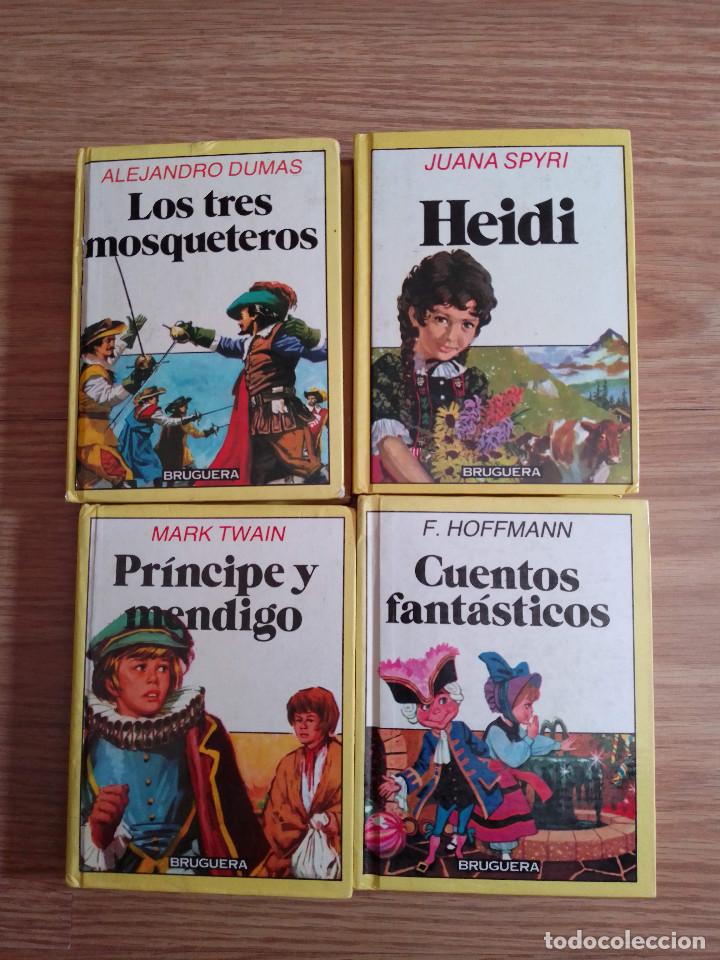 Libros de segunda mano: 4 MINI LIBROS BRUGUERA.LOS TRES MOSQUETEROS,Pr&iacute;ncipe y mendigo.Cuentos fant&aacute;sticos, Heidi.29,30,7,40