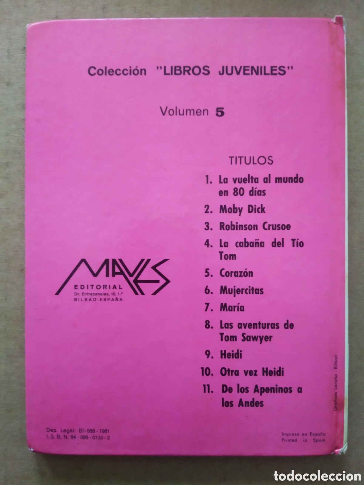 Libros de segunda mano: Coraz&oacute;n, por E. de Amicis (Maves, 1981). Libros Juveniles n&deg;5. - Foto 2