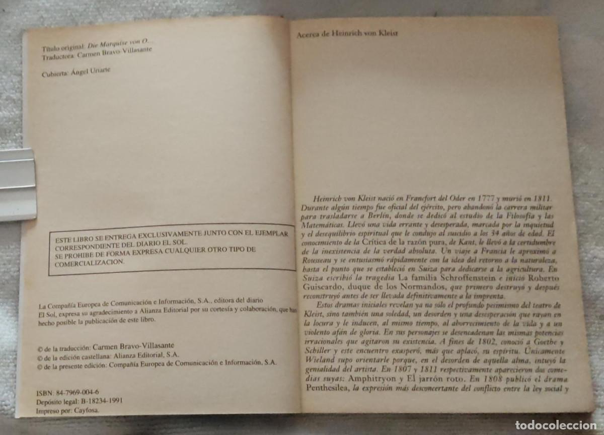 Libros de segunda mano: LA MARQUESA DE O Y OTROS CUENTOS. - Foto 3