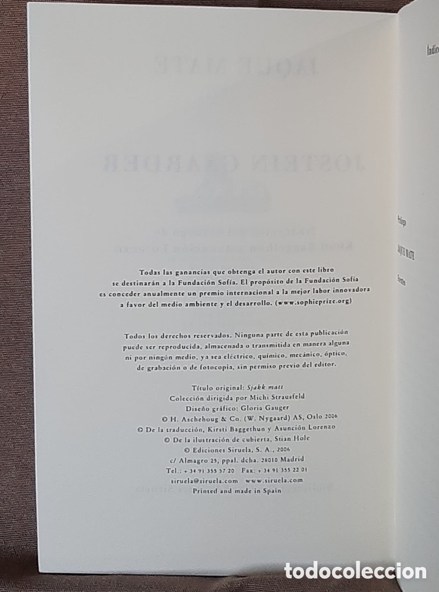 Libros de segunda mano: Jaque mate. Jostein Gaarder.PORTES INCLUIDOS - Foto 3