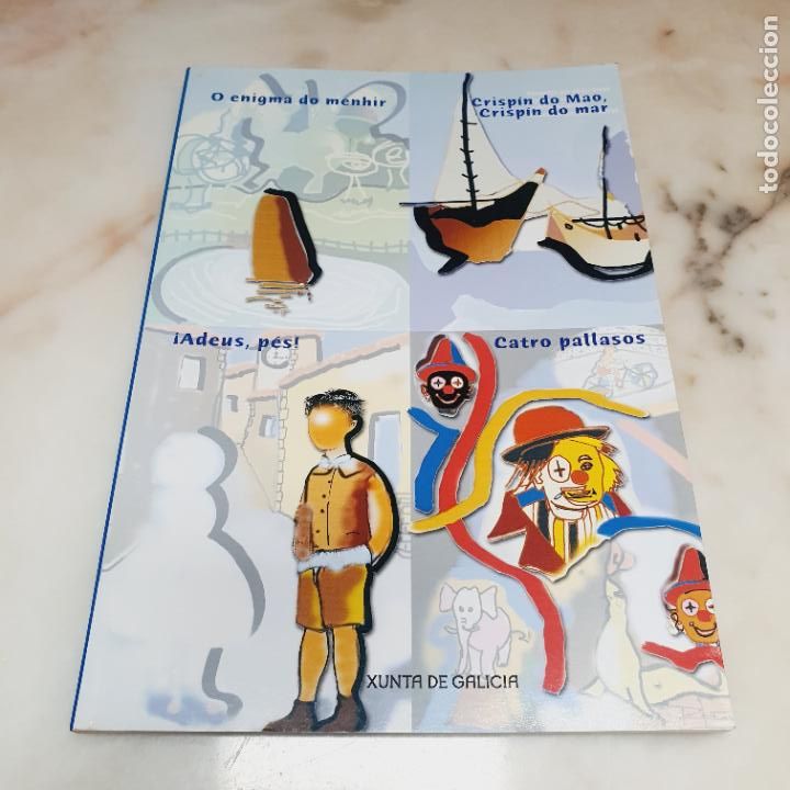 Libri di seconda mano: LIBRO-4 CUENTOS-GALLEGO-:O ENIGMA DO MENHIR,CATRO PALLASOS,&iexcl;ADEUS P&Eacute;S!,CRISP&Iacute;N DO MAO-XUNTA GALICIA