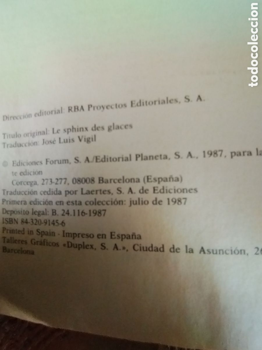 Libros de segunda mano: LA ESFINGE DE LOS HIELOS a&ntilde;o 1987 - Foto 2