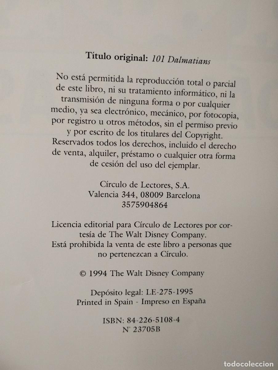 Libros de segunda mano: 101 DALMATAS - DISNEY - CIRCULO DE LECTORES - 1995 - CON SOBRECUBIERTA - Foto 3