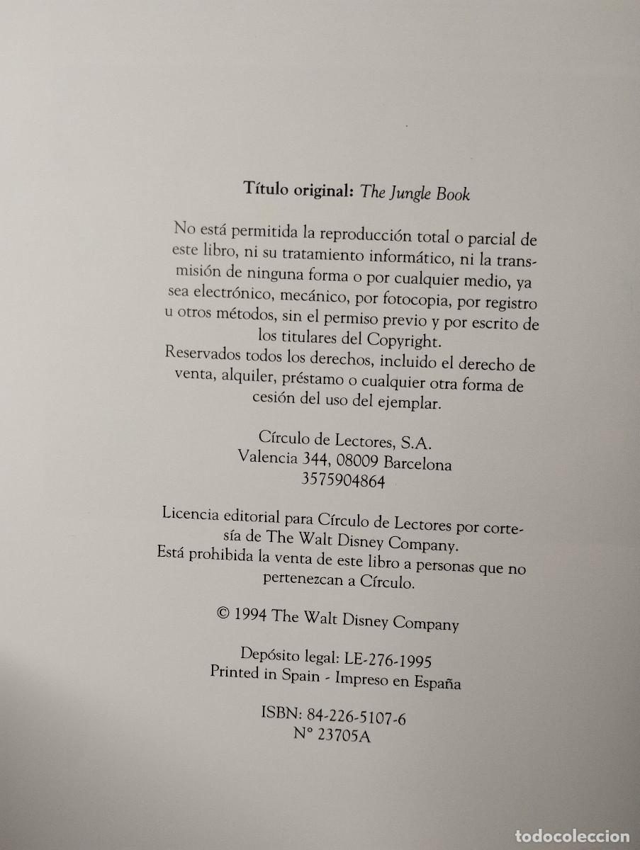 Libros de segunda mano: EL LIBRO DE LA SELVA - DISNEY - CIRCULO DE LECTORES - 1995 - CON SOBRECUBIERTA - Foto 3