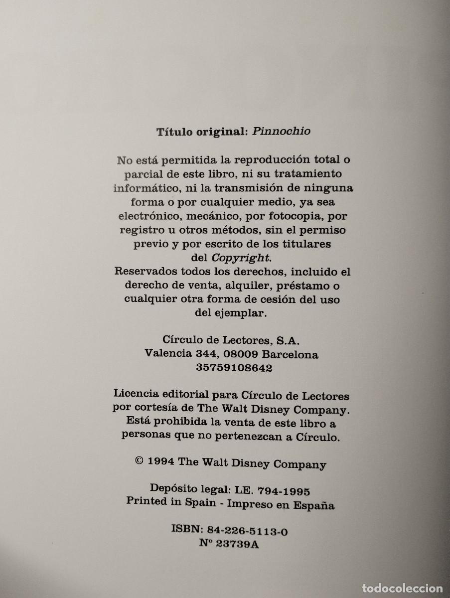 Libros de segunda mano: PINOCHO - DISNEY - CIRCULO DE LECTORES - 1995 - CON SOBRECUBIERTA - Foto 3
