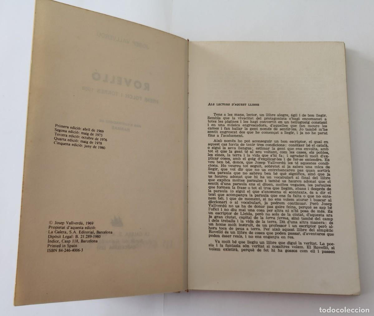 Libros de segunda mano: Libro. Rovello. Premio Folch i Torres. 5 Edicion. Catalan. - Foto 4
