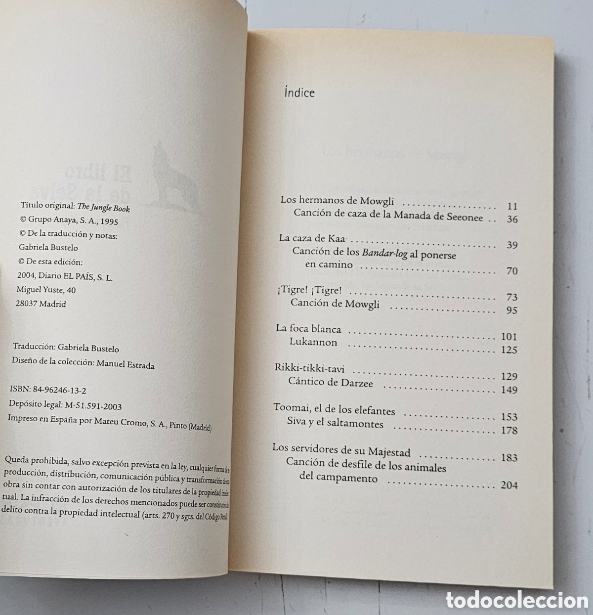Libros de segunda mano: EL LIBRO DE LA SELVA de Rudyard Kipling (Espa&ntilde;a - El Pa&iacute;s - 2004) - Foto 6